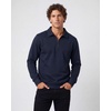 Real Essentials Mens LS Fleece Collared Quarter Zip(Solid Navy Blazer  Charcoal Heather)