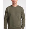 Real Essentials Mens LS Fleece Crew with Pocket(Solid Black  Solid Chocolate Torte  Solid Olive Night)