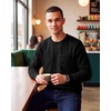 Real Essentials Mens LS Fleece Crew with Pocket(Solid Black  Solid Chocolate Torte  Solid Olive Night)