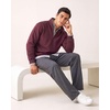Real Essentials Mens LS Fleece Half Zip(Solid Chocolate Torte  Solid Pine Grove)
