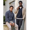 Real Essentials Mens LS Fleece Half Zip(Solid Navy Blazer  Solid Vintage Indigo)