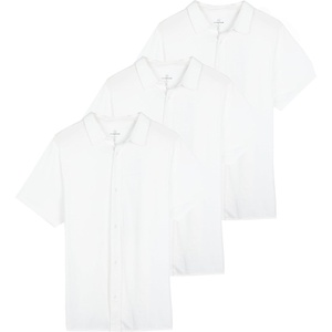 3 Pack Mens Button Down Shirts Short Sleeve Jersey Casual Dress Collared(Set 2)