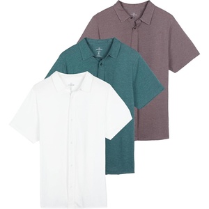 3 Pack Mens Button Down Shirts Short Sleeve Jersey Casual Dress Collared(Set 8)