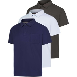 3 Pack Mens Dry Fit Polo Shirts Short Sleeve Pocket Golf Work Tactical(Set 3)
