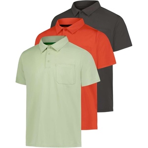 3 Pack Mens Dry Fit Polo Shirts Short Sleeve Pocket Golf Work Tactical(Set 4)