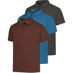 3 Pack Mens Dry Fit Polo Shirts Short Sleeve Pocket Golf Work Tactical(Set 7)