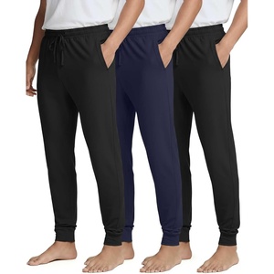 3 Pack Mens Pajama Pants Joggers Lounge Sweatpants Sleep Bottoms Cuffed PJ(Set 12)