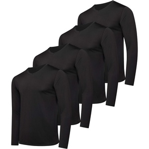 4 Pack Men’s Dry Fit Long Sleeve V Neck T Shirts Athletic Workout Gym Tees(Set 6)