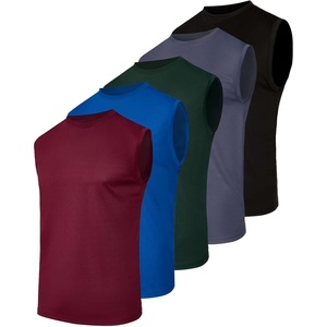 5 Pack Men’s Mesh Muscle Tank Tops Sleeveless Athletic Gym Workout Shirts(Set 4)