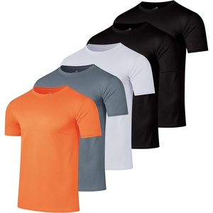 5 Pack Men’s Mesh Short Sleeve T Shirts Athletic Workout Running Gym Tees(Set 7)