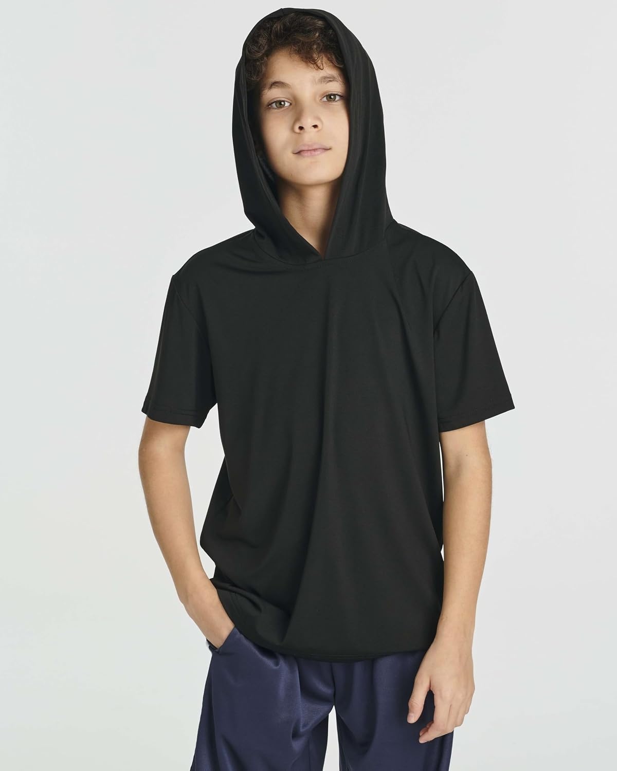 image:image3 Pack Boys Dry Fit Short Sleeve Hoodie Athletic Hooded Sweatshirt YouthSet 1