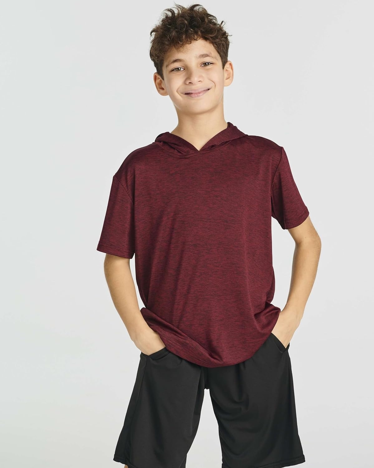 image:image3 Pack Boys Dry Fit Short Sleeve Hoodie Athletic Hooded Sweatshirt YouthSet 1