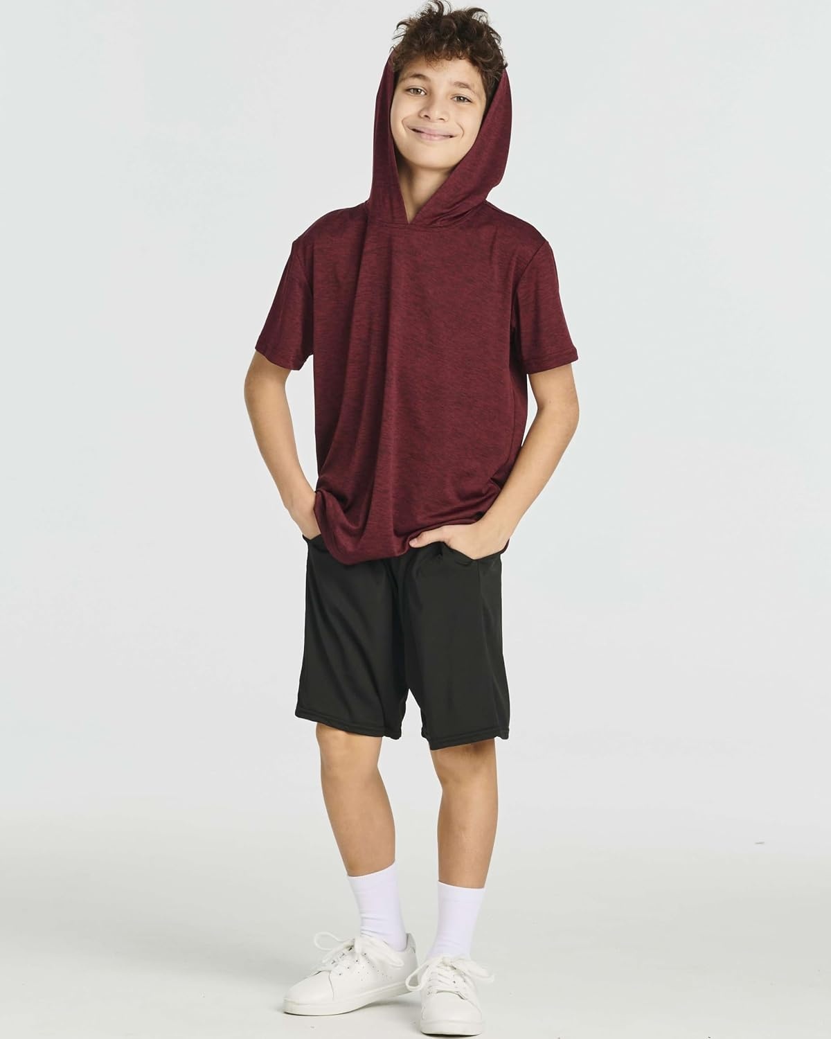 image:image3 Pack Boys Dry Fit Short Sleeve Hoodie Athletic Hooded Sweatshirt YouthSet 1