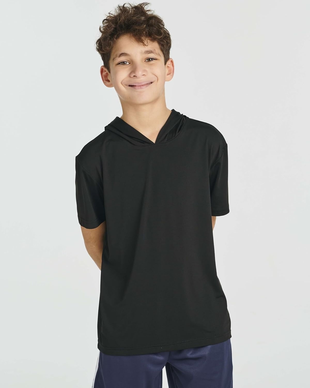 image:image3 Pack Boys Dry Fit Short Sleeve Hoodie Athletic Hooded Sweatshirt YouthSet 1