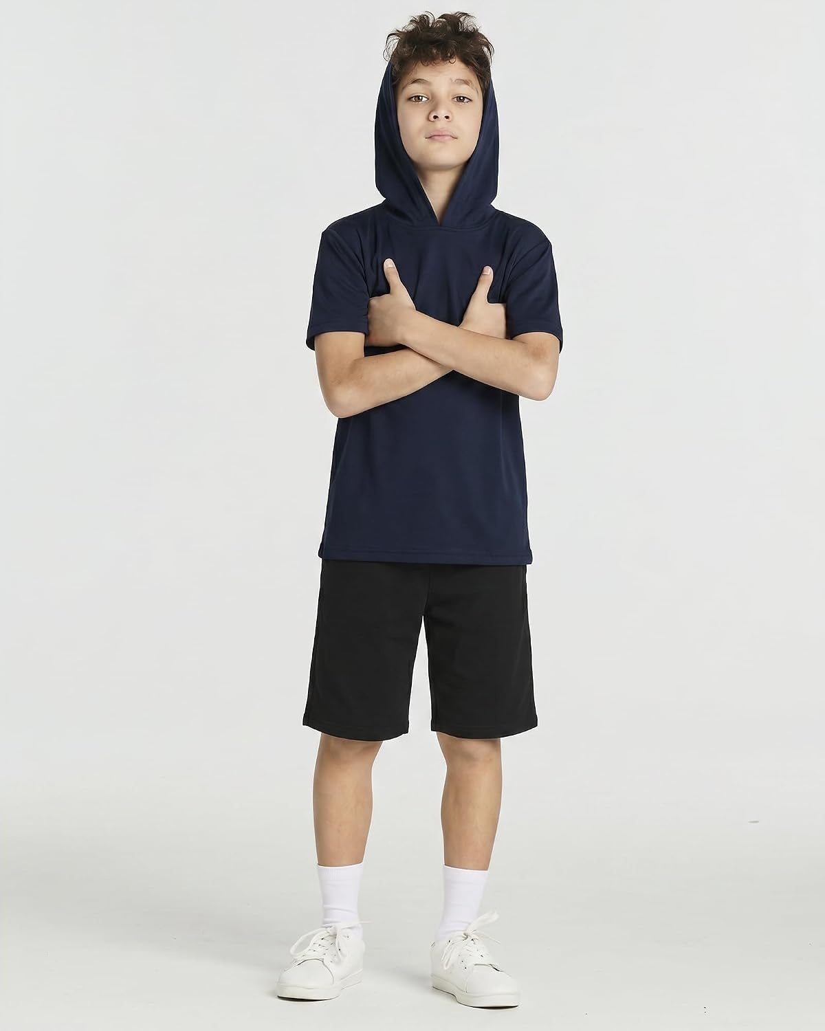 image:image3 Pack Boys Dry Fit Short Sleeve Hoodie Athletic Hooded Sweatshirt YouthSet 10