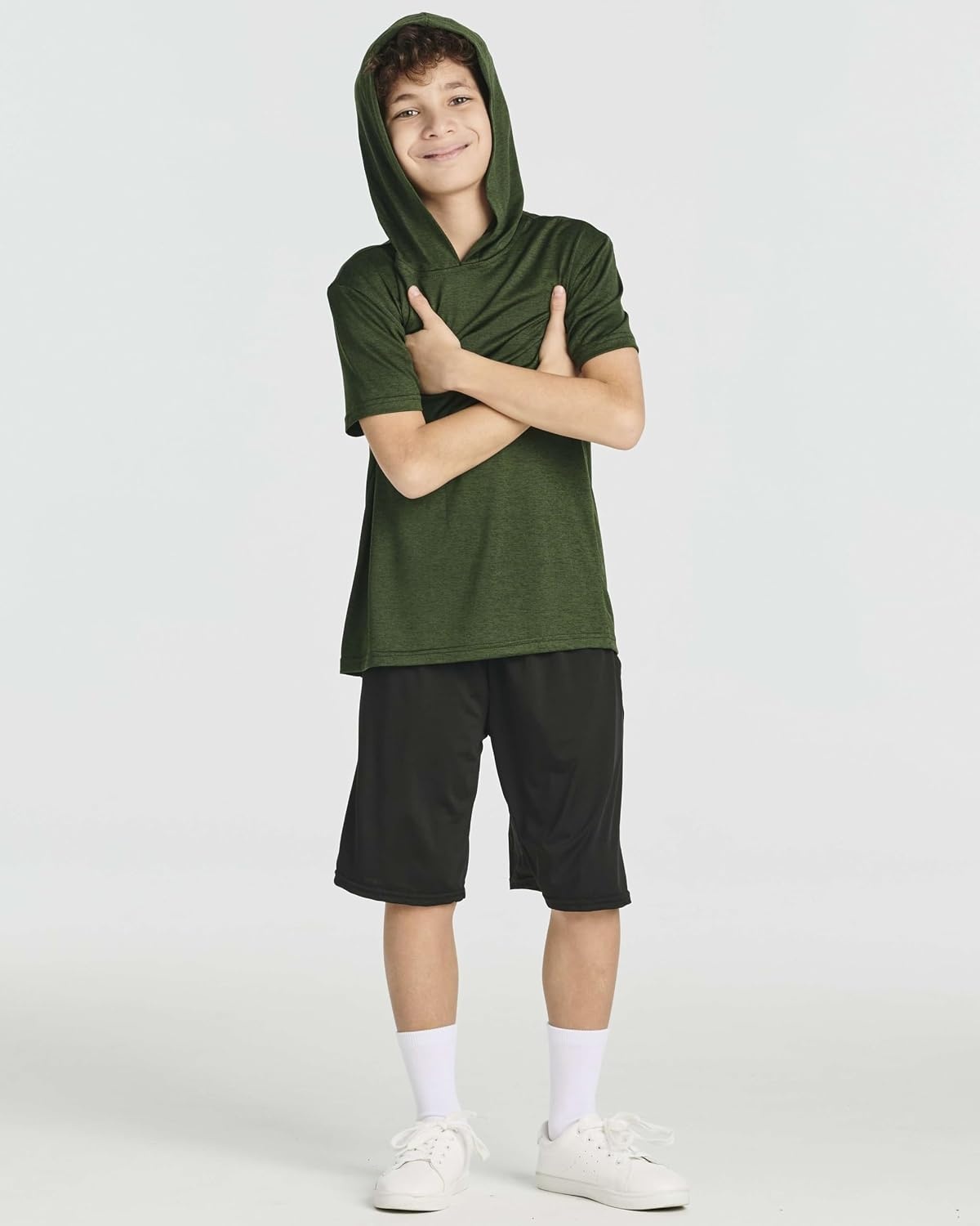 image:image3 Pack Boys Dry Fit Short Sleeve Hoodie Athletic Hooded Sweatshirt YouthSet 2