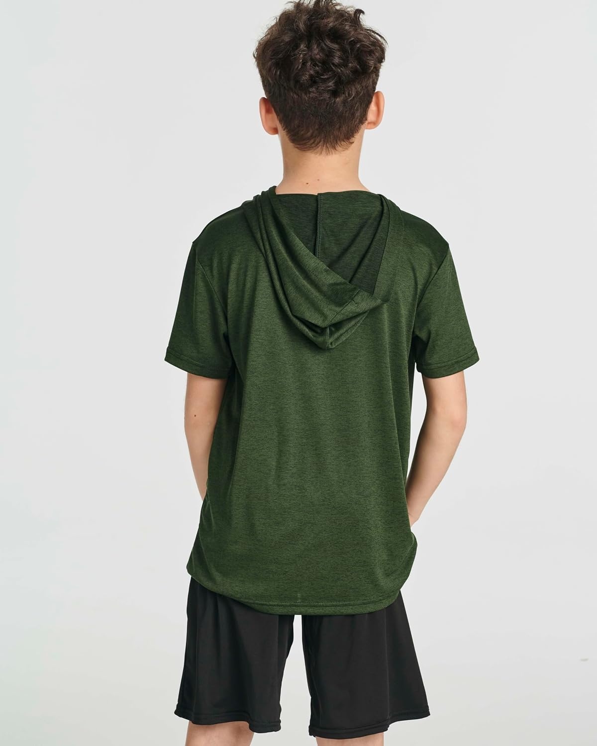 image:image3 Pack Boys Dry Fit Short Sleeve Hoodie Athletic Hooded Sweatshirt YouthSet 2