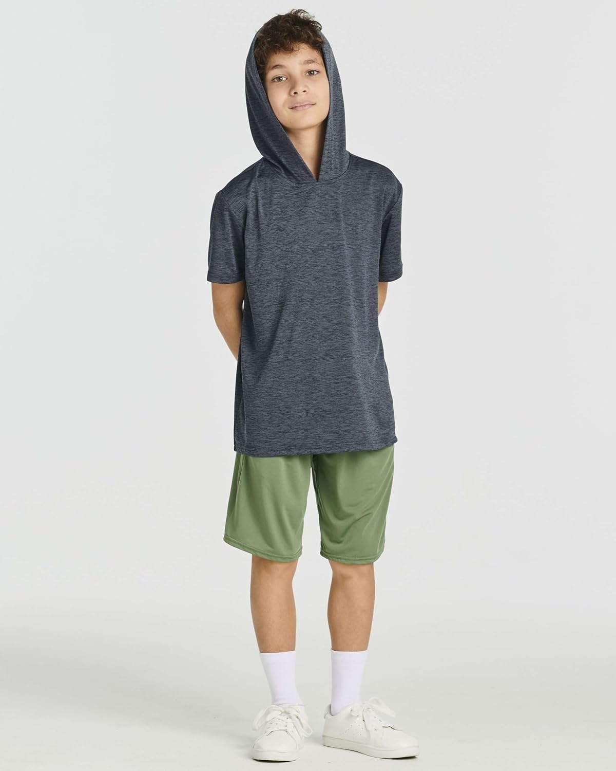 image:image3 Pack Boys Dry Fit Short Sleeve Hoodie Athletic Hooded Sweatshirt YouthSet 3