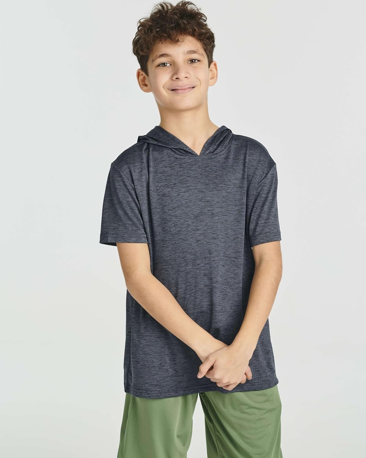 image:image3 Pack Boys Dry Fit Short Sleeve Hoodie Athletic Hooded Sweatshirt YouthSet 3