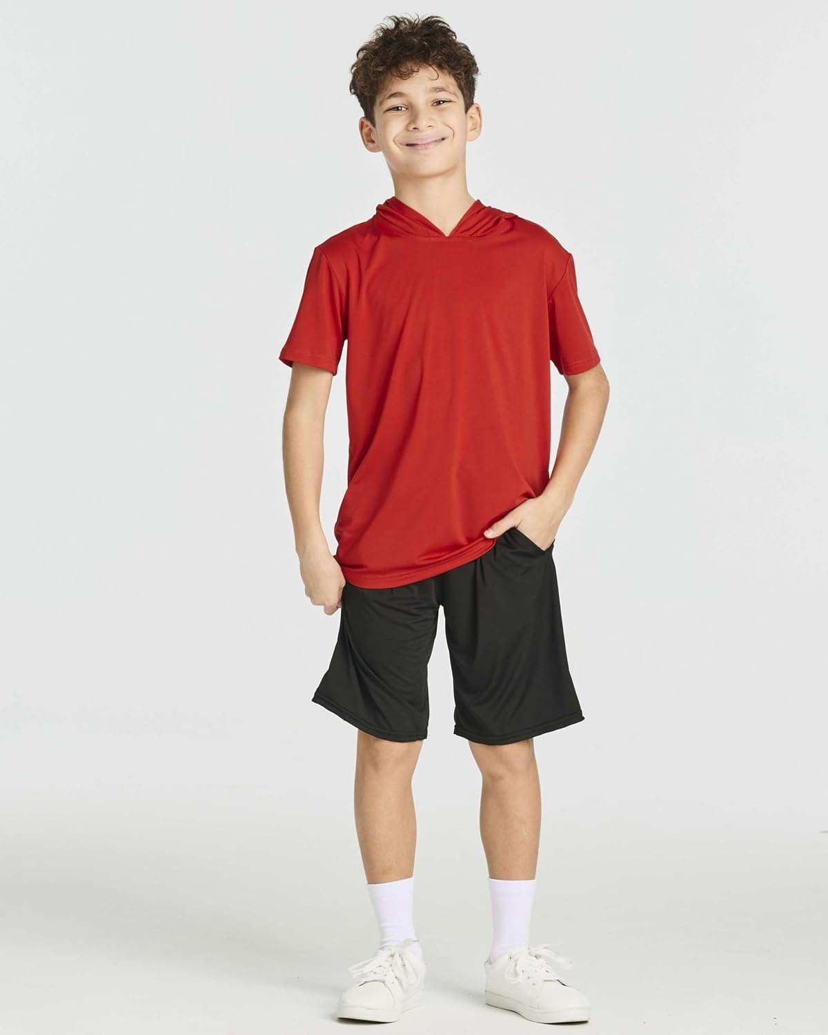 image:image3 Pack Boys Dry Fit Short Sleeve Hoodie Athletic Hooded Sweatshirt YouthSet 8