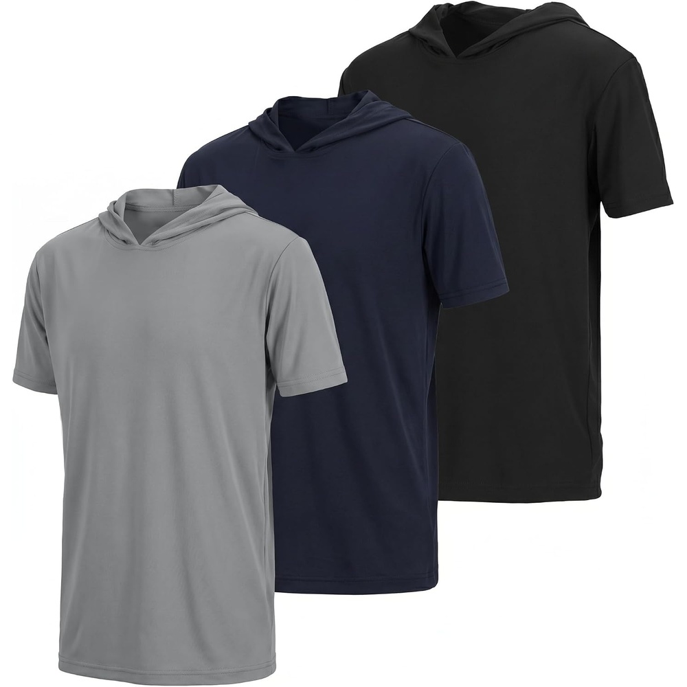 image:image3 Pack Boys Dry Fit Short Sleeve Hoodie Athletic Hooded Sweatshirt YouthSet 10