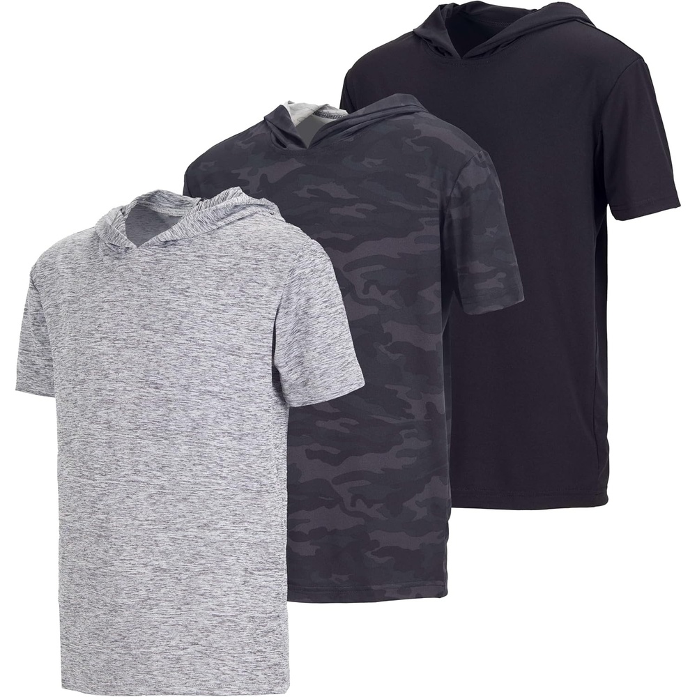 image:image3 Pack Boys Dry Fit Short Sleeve Hoodie Athletic Hooded Sweatshirt YouthSet 5