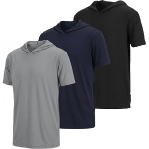 3 Pack Boys’ Dry Fit Short Sleeve Hoodie Athletic Hooded Sweatshirt Youth(Set 10)