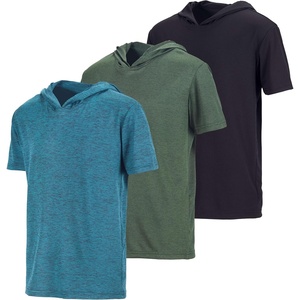 3 Pack Boys’ Dry Fit Short Sleeve Hoodie Athletic Hooded Sweatshirt Youth(Set 2)