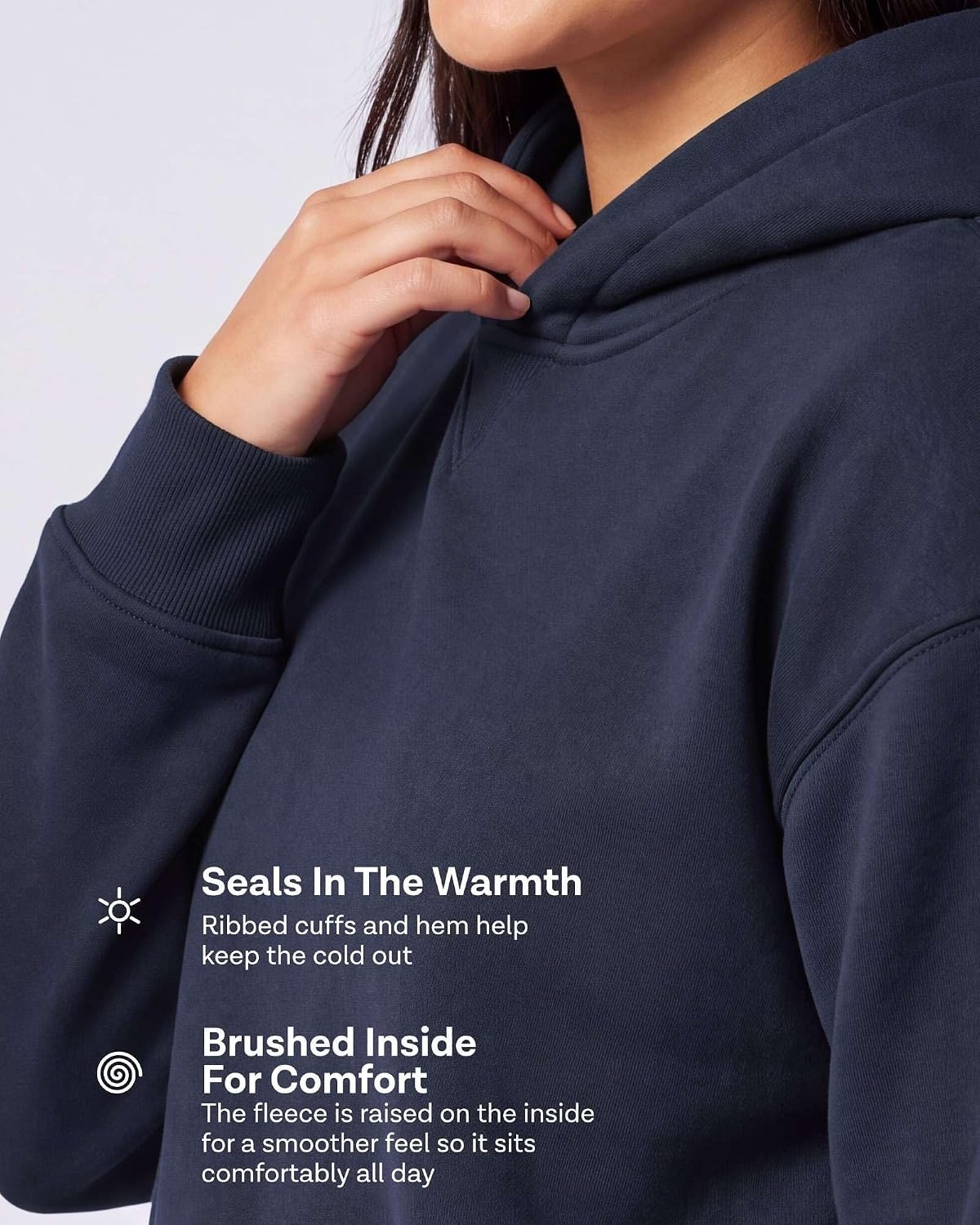 image:image2 Pack Womens Cropped Hoodies Crop Sweatshirt Ladies Fleece Pullover TopSolid Black Grey Heather