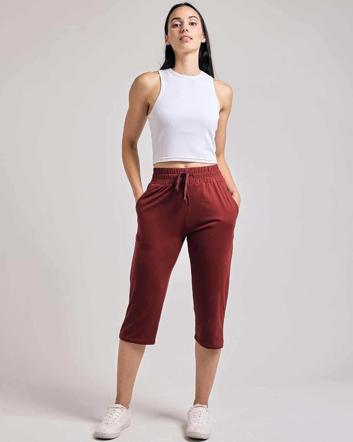 image:image3 Pack Womens Capri Pants Athletic Casual Sweatpants Summer Yoga PocketsSet 1