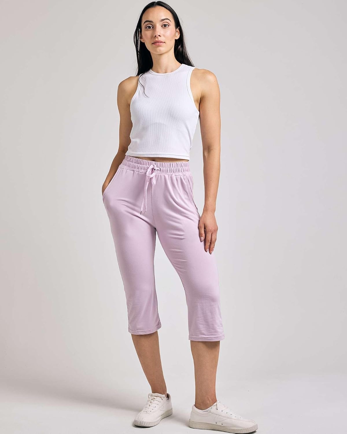 image:image3 Pack Womens Capri Pants Athletic Casual Sweatpants Summer Yoga PocketsSet 3