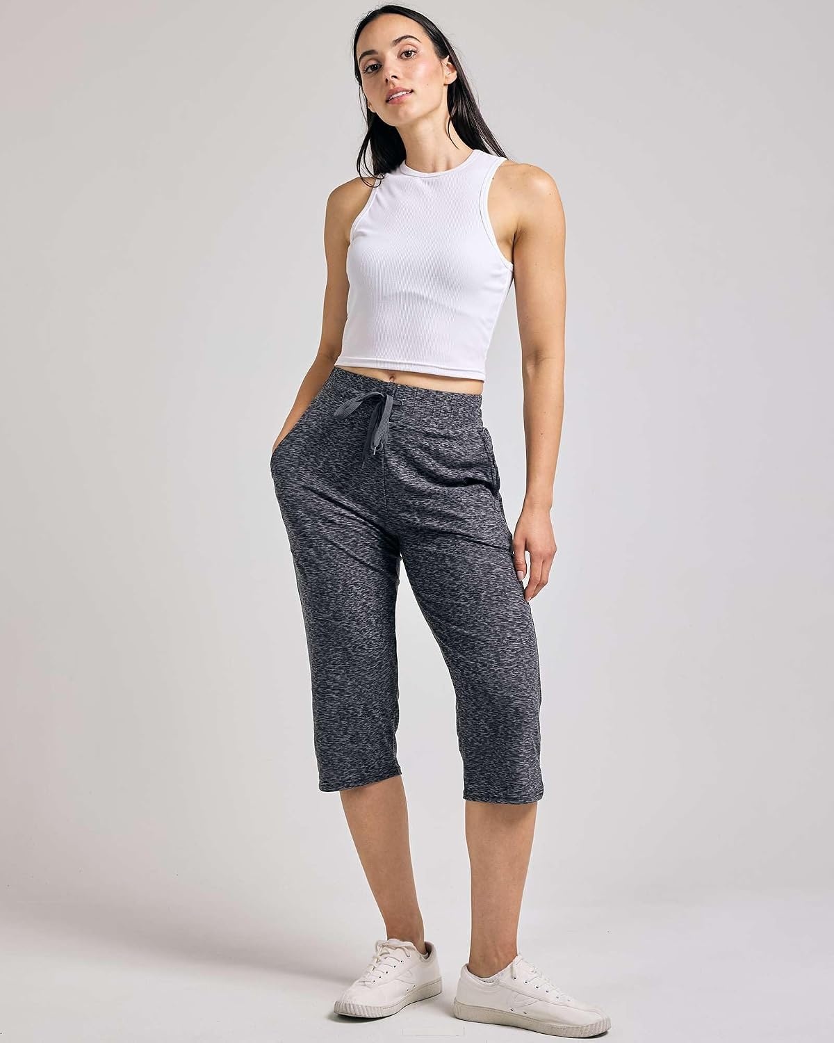 image:image3 Pack Womens Capri Pants Athletic Casual Sweatpants Summer Yoga PocketsSet 4