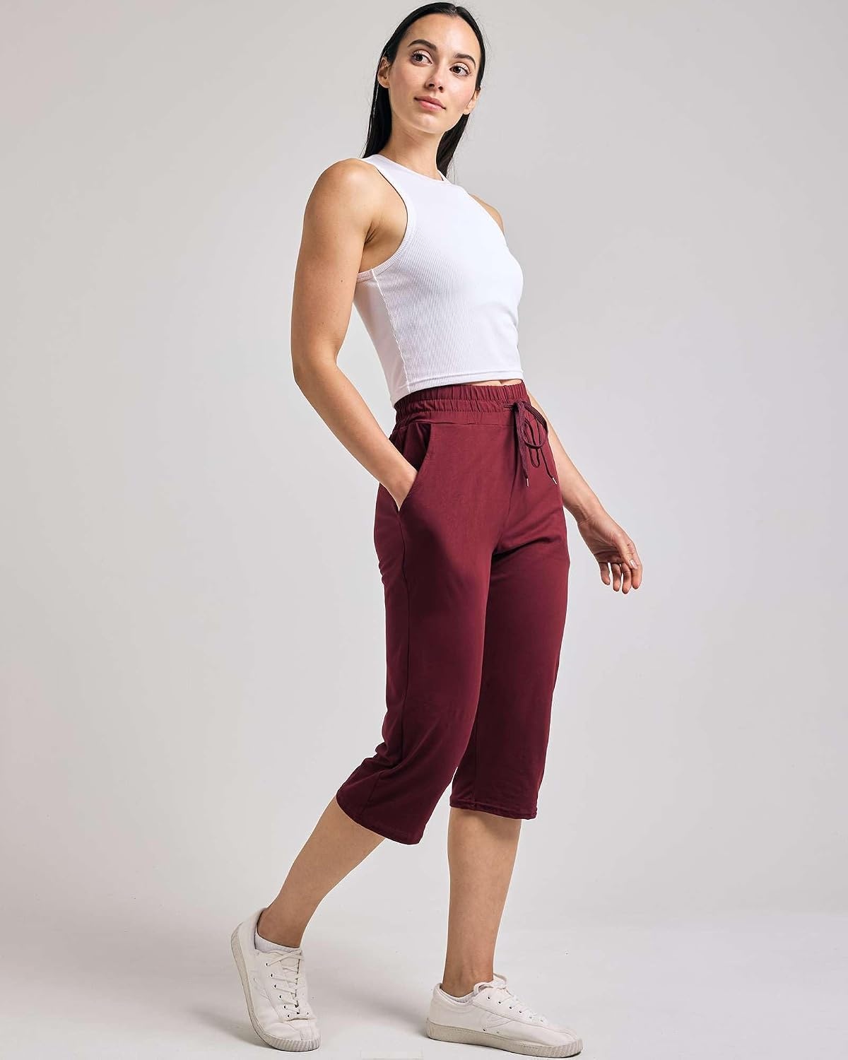 image:image3 Pack Womens Capri Pants Athletic Casual Sweatpants Summer Yoga PocketsSet 8