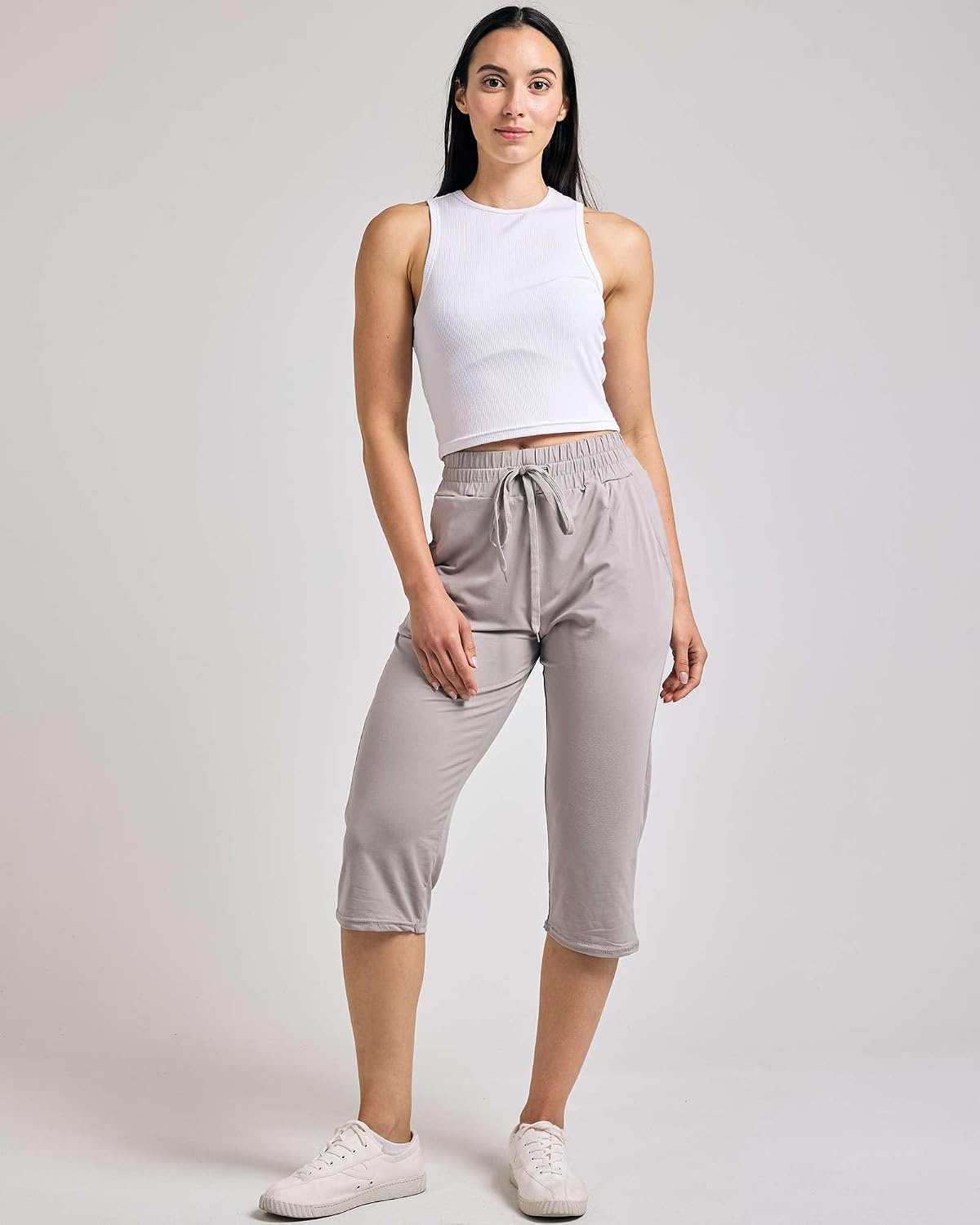 image:image3 Pack Womens Capri Pants Athletic Casual Sweatpants Summer Yoga PocketsSet 8
