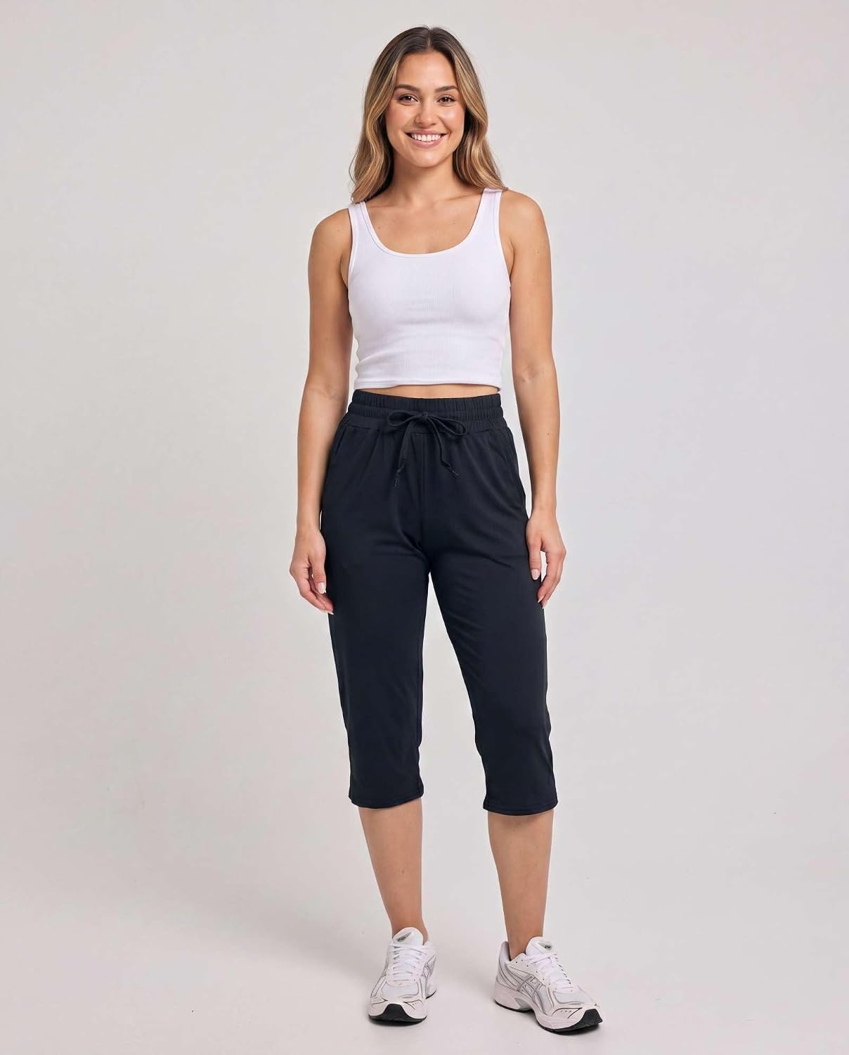 image:image3 Pack Womens Capri Pants Athletic Casual Sweatpants Summer Yoga PocketsSet 9