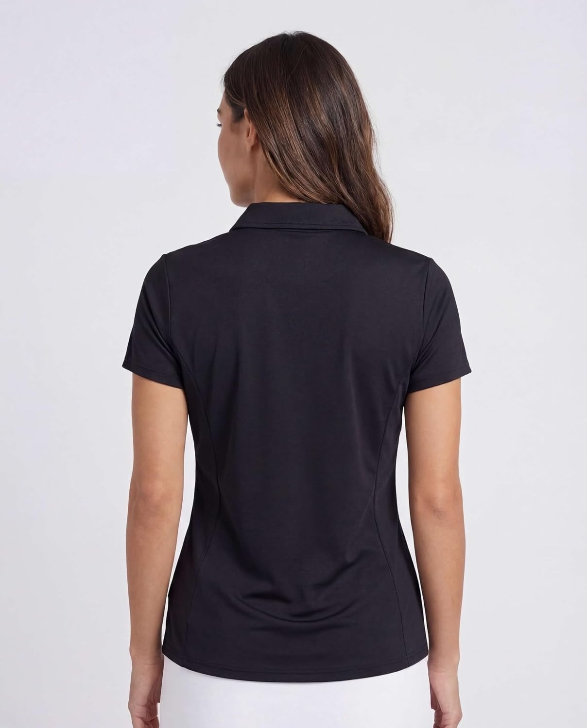 image:image3 Pack Womens Dry Fit Golf Polo Shirts with Zipper Short Sleeve CollaredSolid Black Solid Ballad Blue Solid Pale Lilac