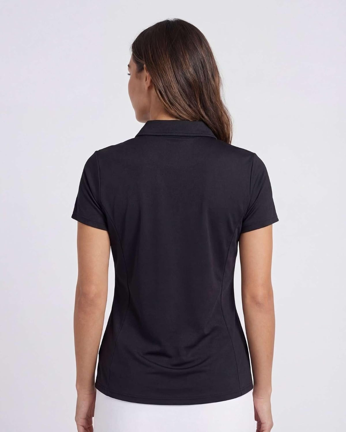 image:image3 Pack Womens Dry Fit Golf Polo Shirts with Zipper Short Sleeve CollaredSolid Black Solid Navy Blazer Solid Quiet Shade