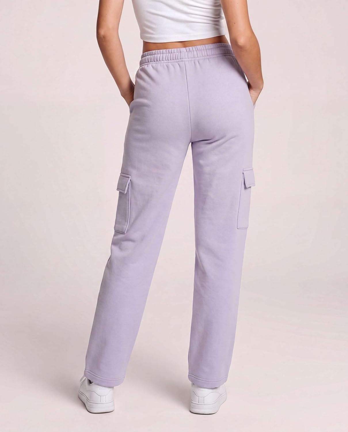 image:image3 Pack Womens Fleece Cargo Sweatpants Lounge Casual Sweat Pants PocketsSolid Black Solid Mojave Desert Solid Orchid Petal