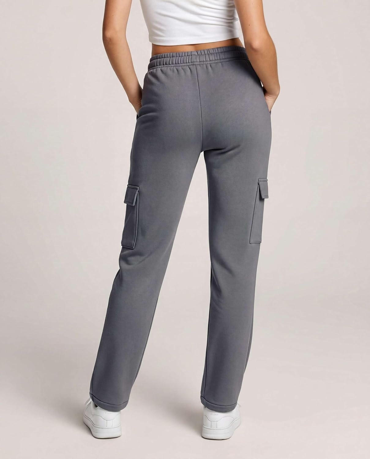 image:image3 Pack Womens Fleece Cargo Sweatpants Lounge Casual Sweat Pants PocketsSolid Black Solid Navy Blazer Solid Quiet Shade