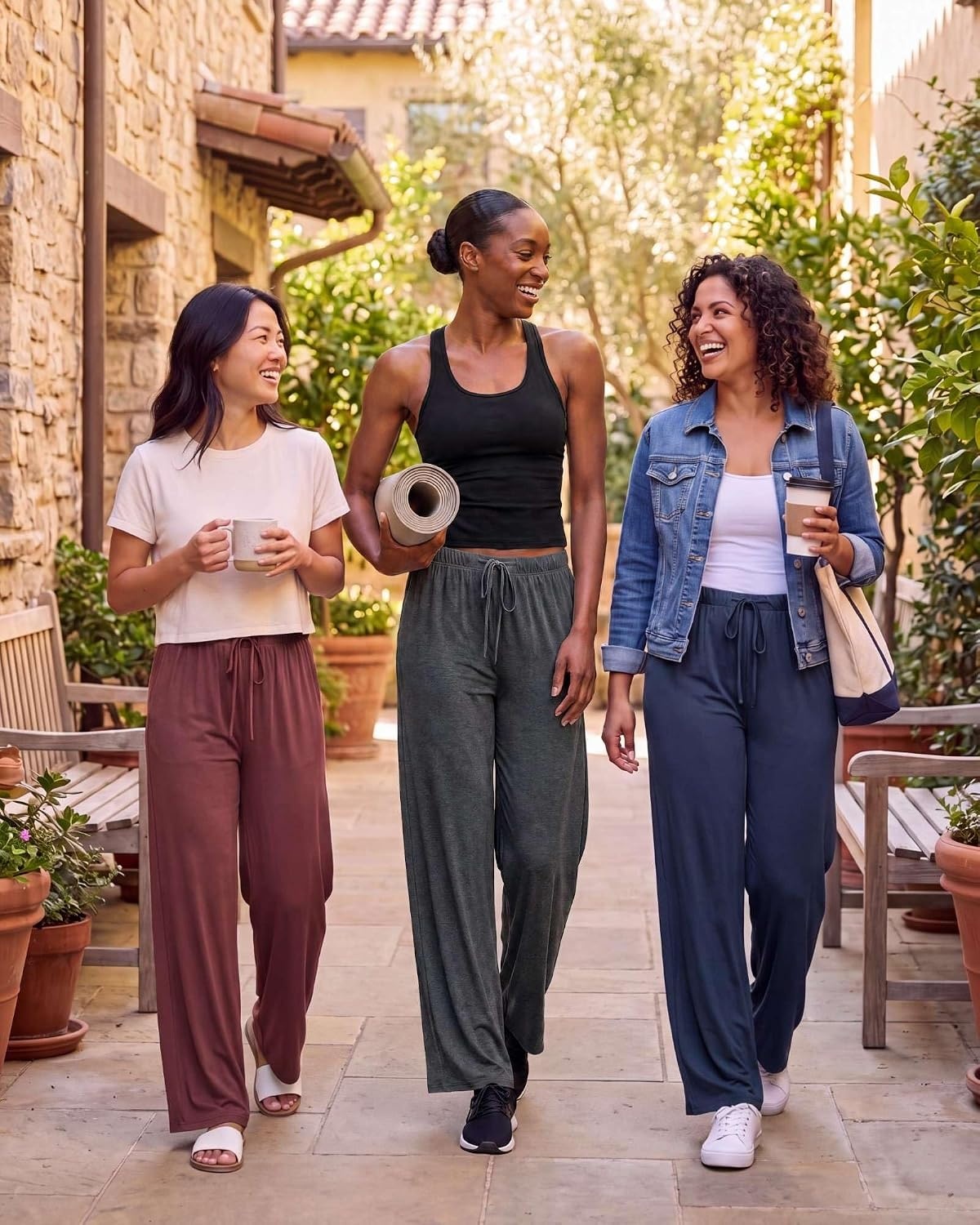image:image3 Pack Womens Palazzo Pants Wide Leg Adaptive Pajama Bottoms Lounge CasualSet 2
