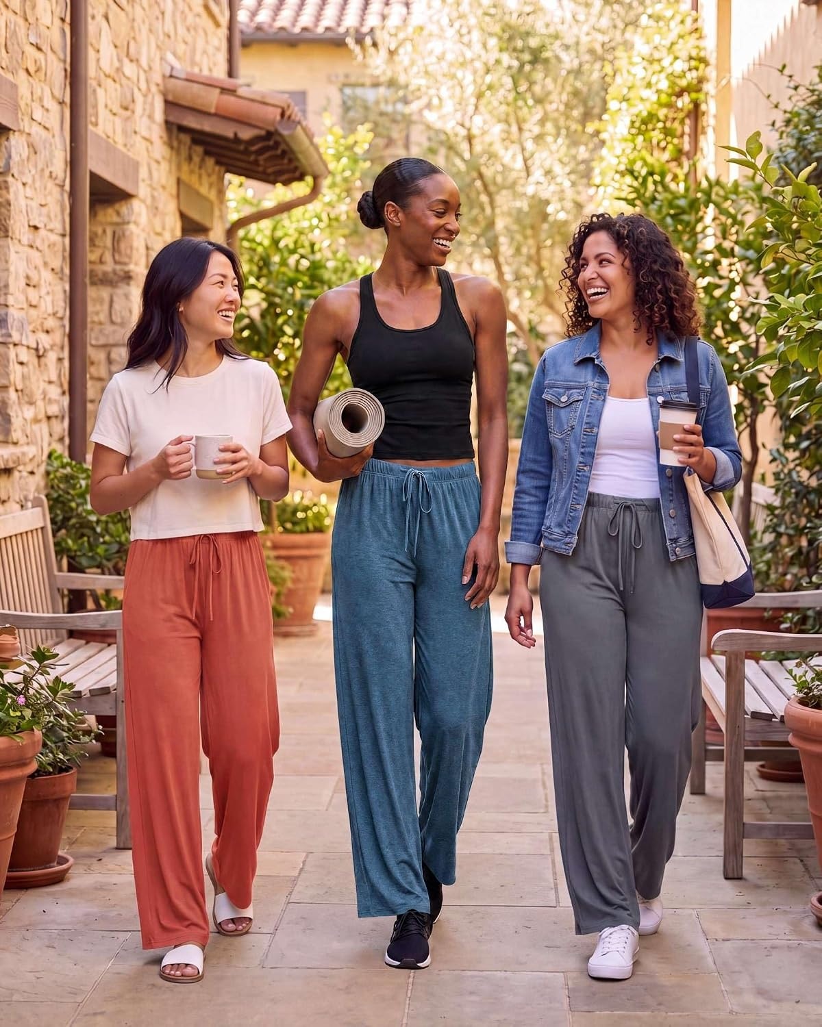 image:image3 Pack Womens Palazzo Pants Wide Leg Adaptive Pajama Bottoms Lounge CasualSet 4