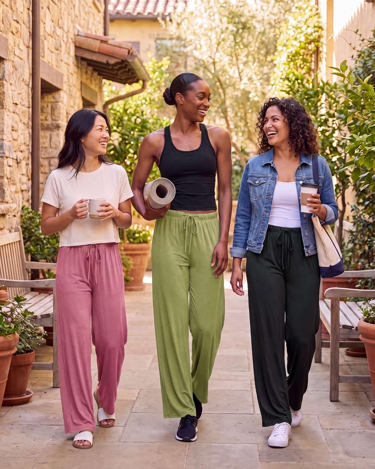 image:image3 Pack Womens Palazzo Pants Wide Leg Adaptive Pajama Bottoms Lounge CasualSet 6