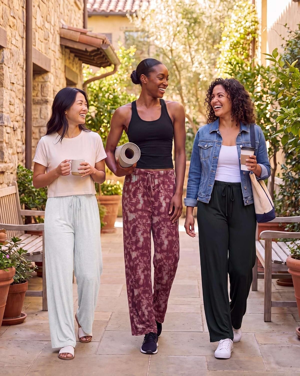 image:image3 Pack Womens Palazzo Pants Wide Leg Adaptive Pajama Bottoms Lounge CasualSet 7