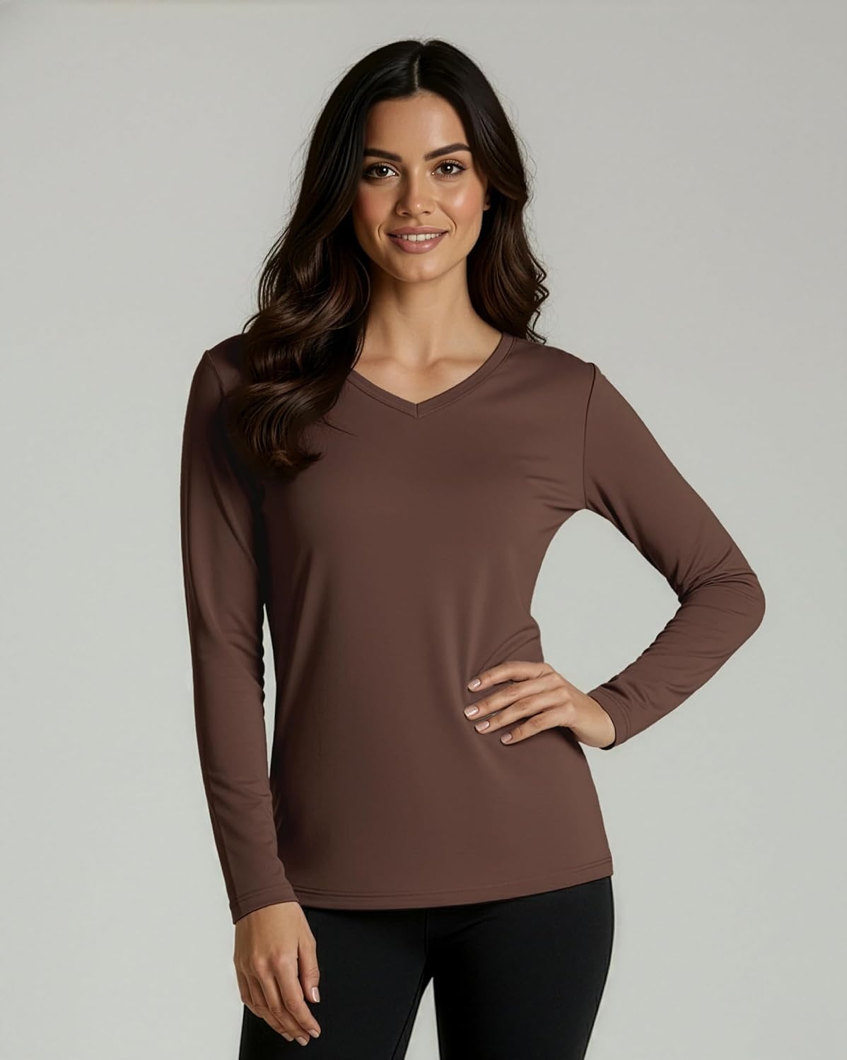 image:image4 Pack Womens Dry Fit Long Sleeve V Neck Tops Workout Athletic Tees ShirtsSet 10