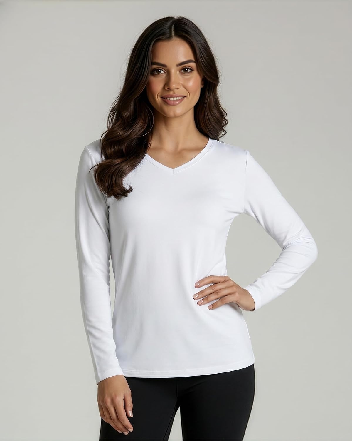 image:image4 Pack Womens Dry Fit Long Sleeve V Neck Tops Workout Athletic Tees ShirtsSet 11