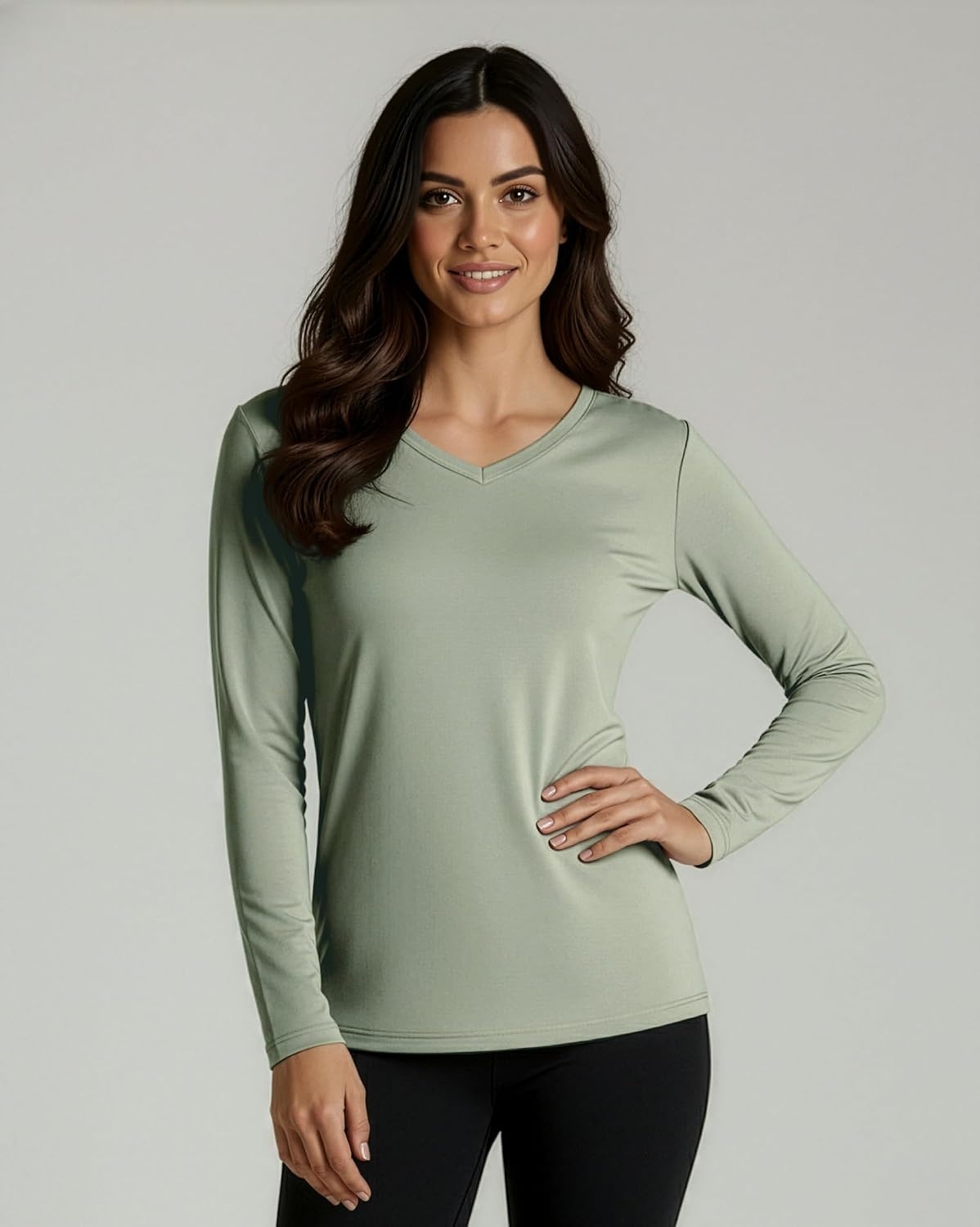 image:image4 Pack Womens Dry Fit Long Sleeve V Neck Tops Workout Athletic Tees ShirtsSet 2