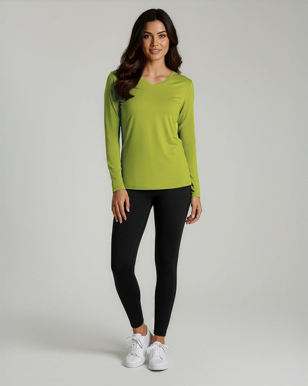 image:image4 Pack Womens Dry Fit Long Sleeve V Neck Tops Workout Athletic Tees ShirtsSet 3