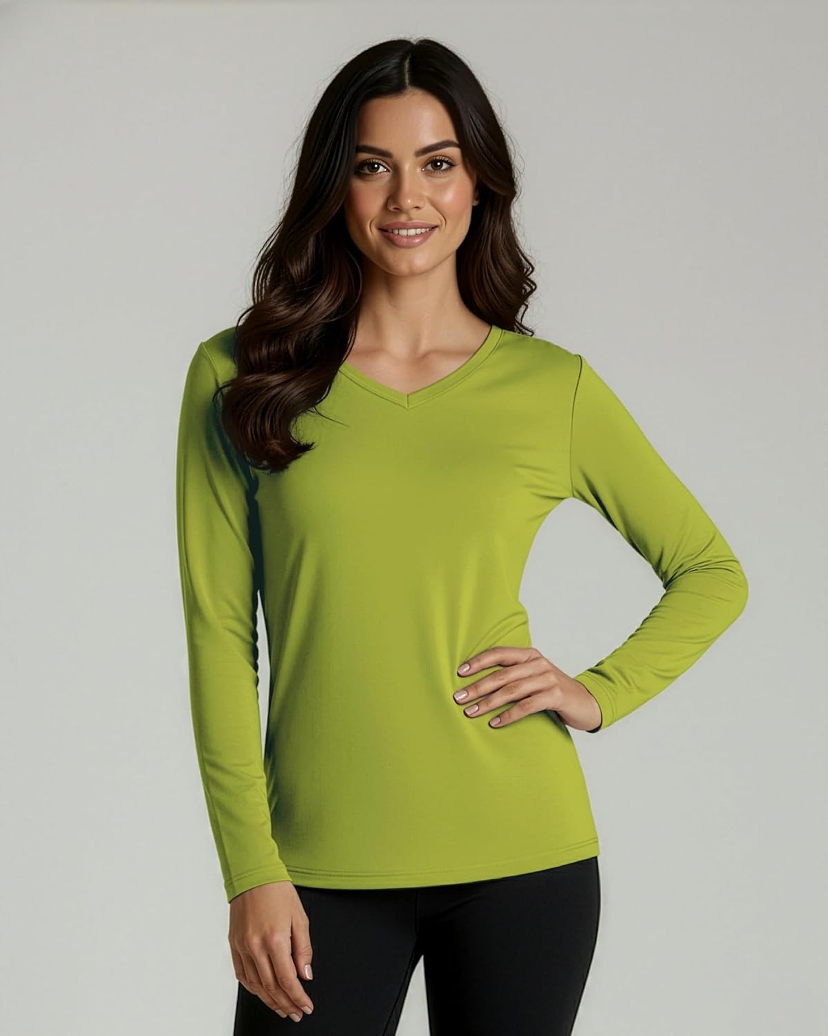 image:image4 Pack Womens Dry Fit Long Sleeve V Neck Tops Workout Athletic Tees ShirtsSet 3