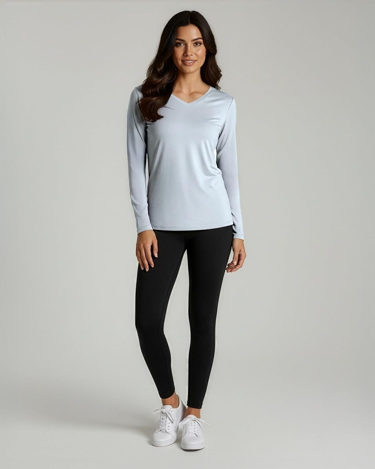 image:image4 Pack Womens Dry Fit Long Sleeve V Neck Tops Workout Athletic Tees ShirtsSet 4