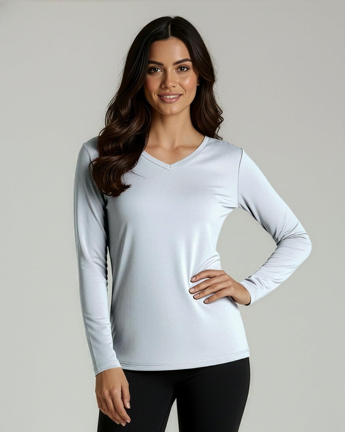 image:image4 Pack Womens Dry Fit Long Sleeve V Neck Tops Workout Athletic Tees ShirtsSet 4